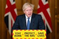 British PM Johnson holds media briefing on coronavirus pandemic in London