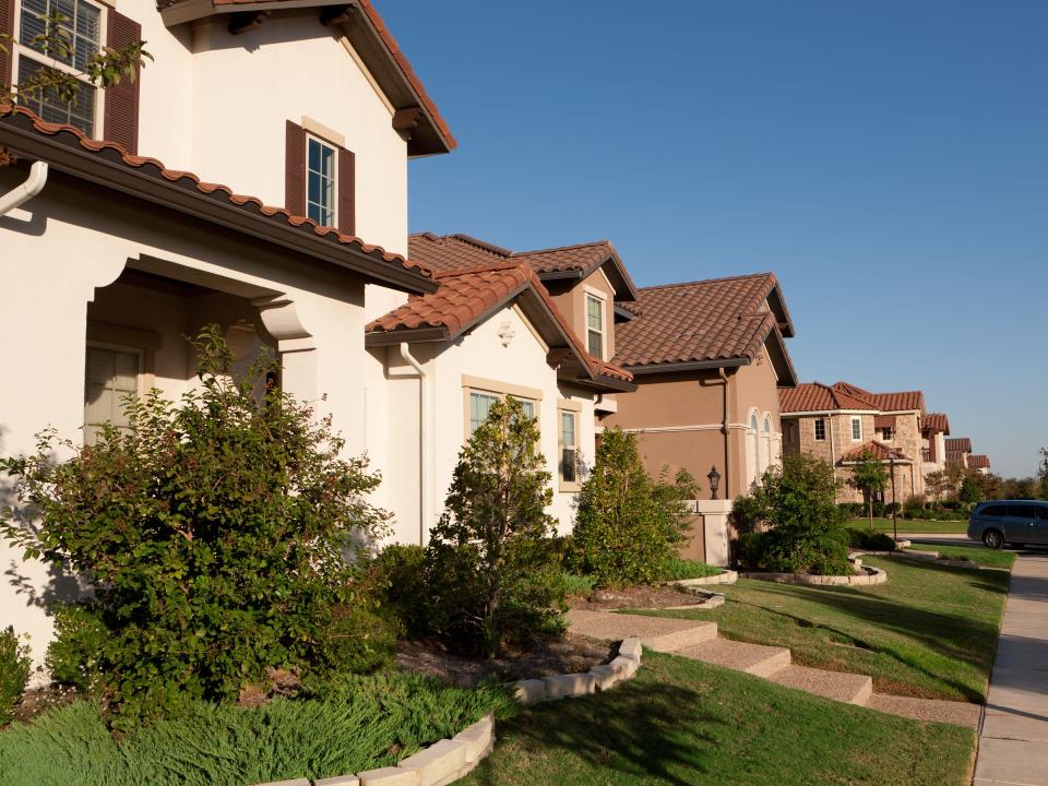 A row of homes in suburban Dallas, Texas.