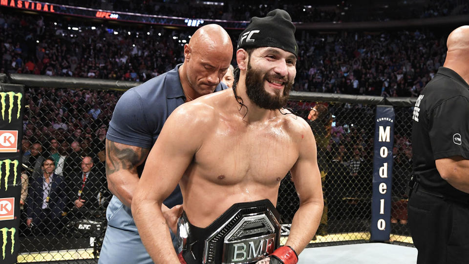 Jorge Masvidal granted the 'Baddest Motherf***er' belt by The Rock at the UFC.