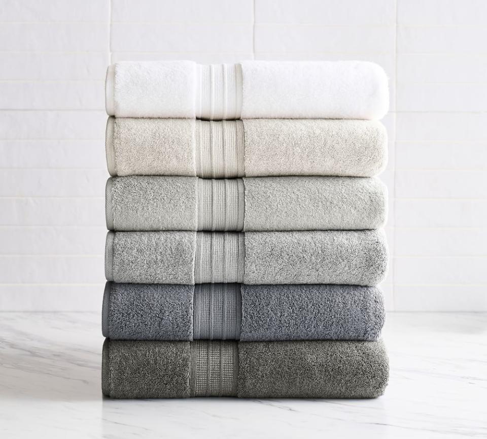 a selection of pottery barn organic bath towels