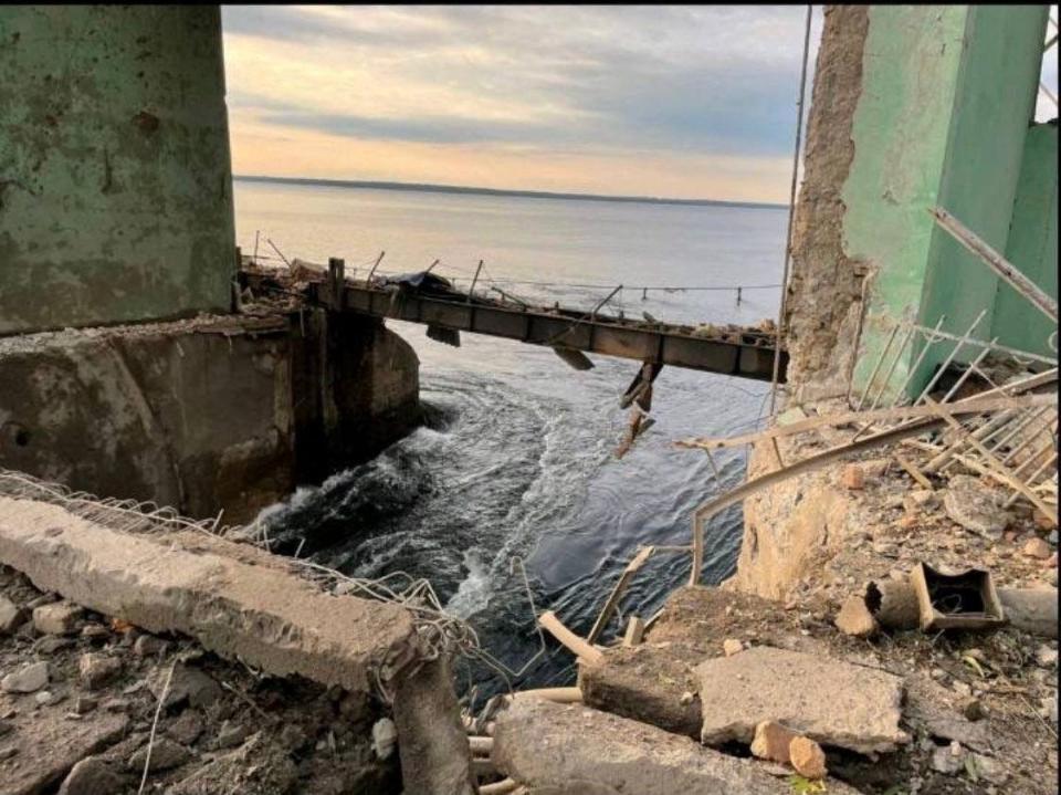 A view shows a hydraulic structure damaged by a Russian missile strike, amid Russia's attack on Ukraine, in Kryvyi Rih, Ukraine September 14, 2022.