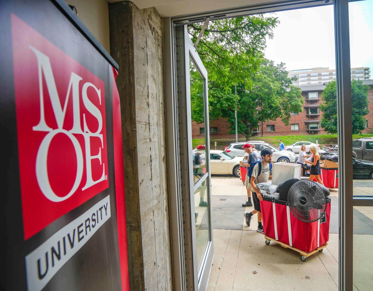 Milwaukee School of Engineering sophomore Noah Hernandez moves into Hermann Viets Tower, 1121 N. Milwaukee St., Milwaukee, on Aug. 24.