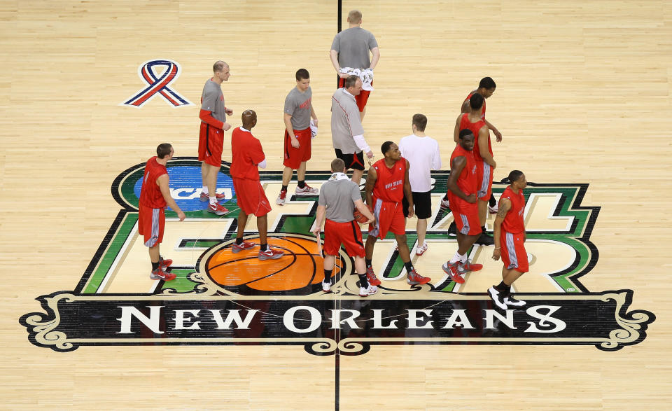 NEW ORLEANS, LA - MARCH 30: Head coach Thad Matta of the Ohio State Buckeyes calls out during practice prior to the 2012 Final Four of the NCAA Division I Men's Basketball Tournament at the Mercedes-Benz Superdome on March 30, 2012 in New Orleans, Louisiana. (Photo by Chris Graythen/Getty Images)