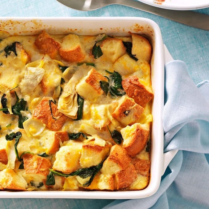 Spinach and Artichoke Bread Pudding