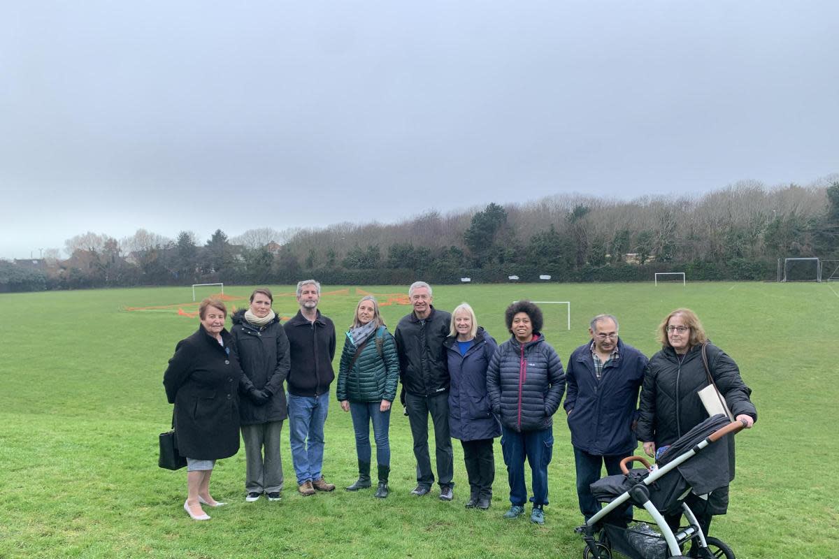 Labour has been criticised for its pledges about Benfield Valley last year. The King Alfred leisure centre could be moved to the southern part of the green space. Pictured, Dawn Barnett, left, with residents <i>(Image: The Argus)</i>