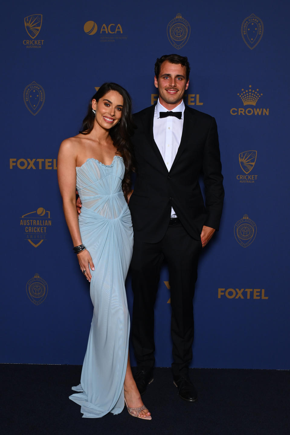 Lance Morris and Sarah Williams at the 2024 Australian Cricket Awards.