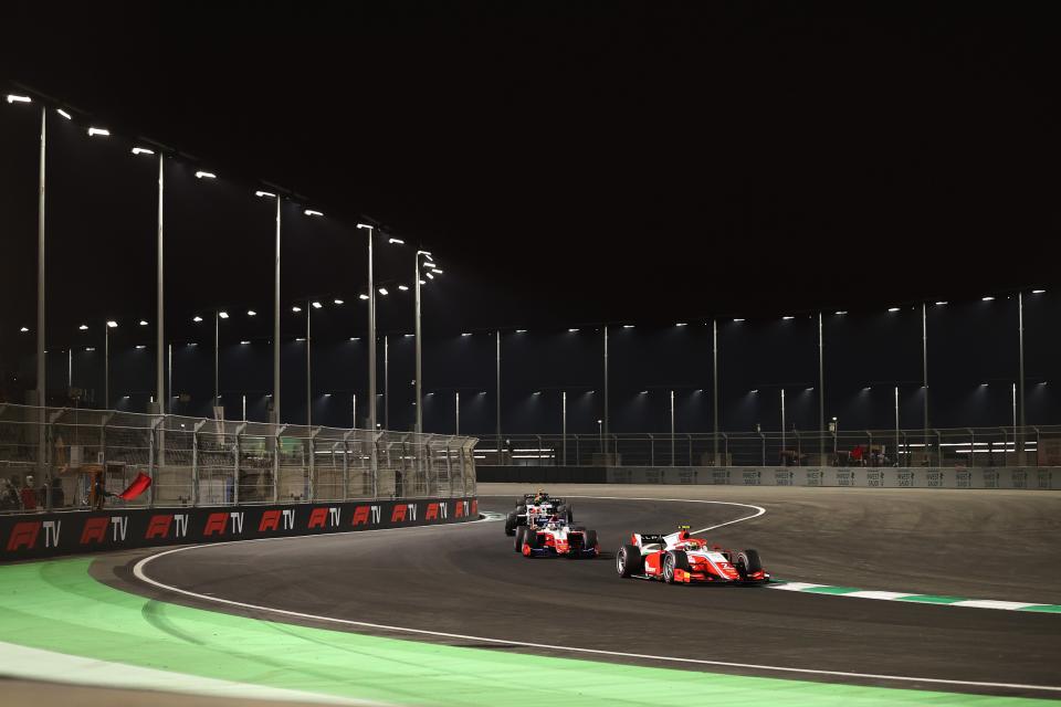 The Formula 2 field starts their feature race of Round 7 in Jeddah (Getty)