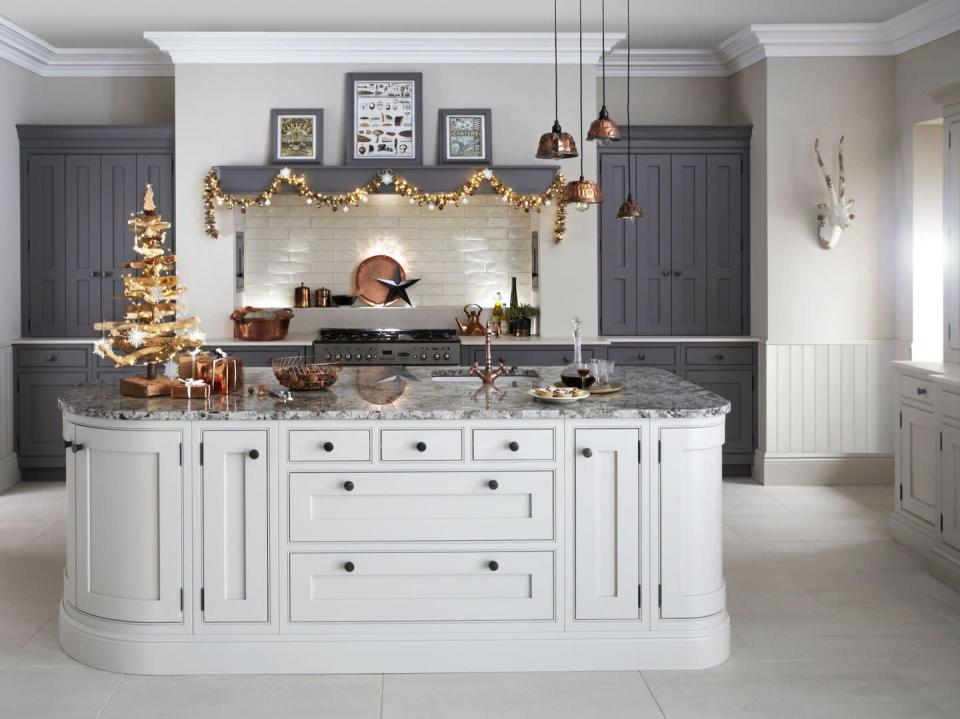 <p>When it comes to <a href="https://www.housebeautiful.com/uk/decorate/kitchen/a37808769/christmas-kitchen-decor/" rel="nofollow noopener" target="_blank" data-ylk="slk:Christmas kitchen decor" class="link rapid-noclick-resp">Christmas kitchen decor</a>, less is generally more, plus you probably won't have the space to go all out. But a few subtle touches – string lights or a thin <a href="https://www.housebeautiful.com/uk/lifestyle/shopping/g29585316/christmas-garland/" rel="nofollow noopener" target="_blank" data-ylk="slk:garland" class="link rapid-noclick-resp">garland</a> along a shelf, and a <a href="https://www.housebeautiful.com/uk/lifestyle/shopping/g29681587/best-small-christmas-trees/" rel="nofollow noopener" target="_blank" data-ylk="slk:tiny Christmas tree" class="link rapid-noclick-resp">tiny Christmas tree</a> on the <a href="https://www.housebeautiful.com/uk/decorate/kitchen/g36940747/kitchen-island-ideas/" rel="nofollow noopener" target="_blank" data-ylk="slk:kitchen island" class="link rapid-noclick-resp">kitchen island</a> – will do the trick.</p><p>Langton in mink and putty by <a href="https://www.burbidge.co.uk/langton" rel="nofollow noopener" target="_blank" data-ylk="slk:Burbidge" class="link rapid-noclick-resp">Burbidge</a></p>