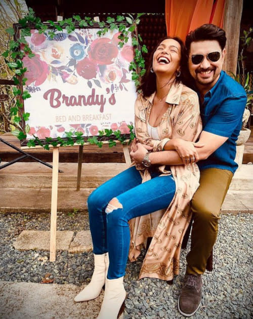 Iza Calzado with co-star Ian Veneracion at the set of 'B&B: The Story of the Battle of Brody & Brandy'