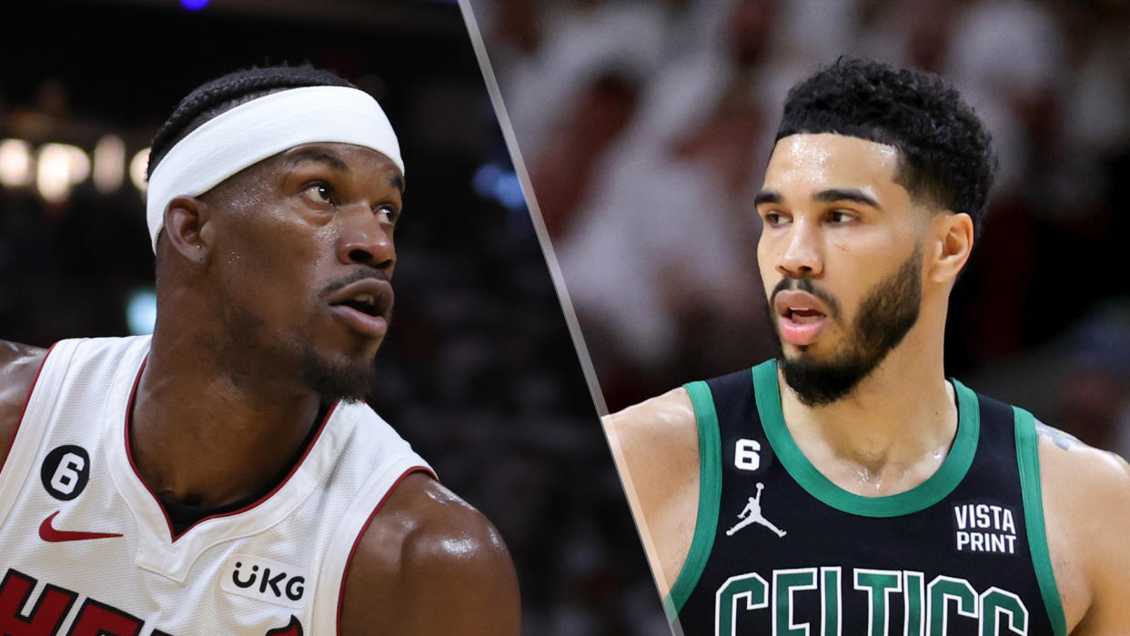  (L, R) Jimmy Butler and Jayson Tatum will face off in the Heat vs Celtics live stream for game 5 