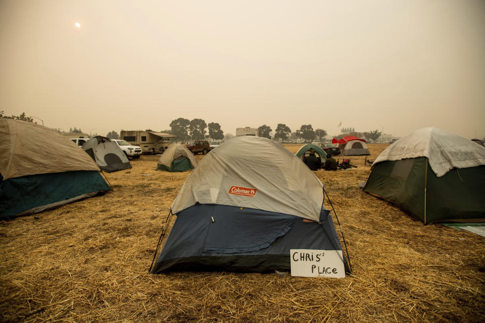 A makeshift shelter for evacuees in Chico, California, on Wednesday. (Photo: Noah Berger/Associated Press)