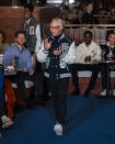 Designer Tommy Hilfiger greets guests during his Fashion Week show, Friday, Feb. 9, 2024, in New York. (AP Photo/Peter K. Afriyie)