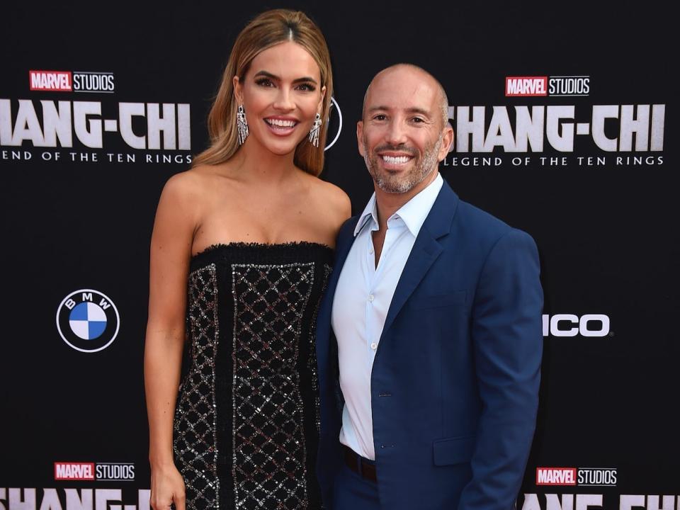 Chrishell Stause and Jason Oppenheim at the "Shang-Chi" premiere.