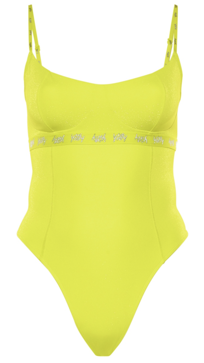 neon yellow sleeveless bodysuit