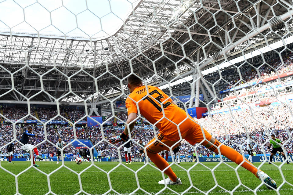 Spot on: France took an early lead when striker Antoine Griezmann converted his penalty