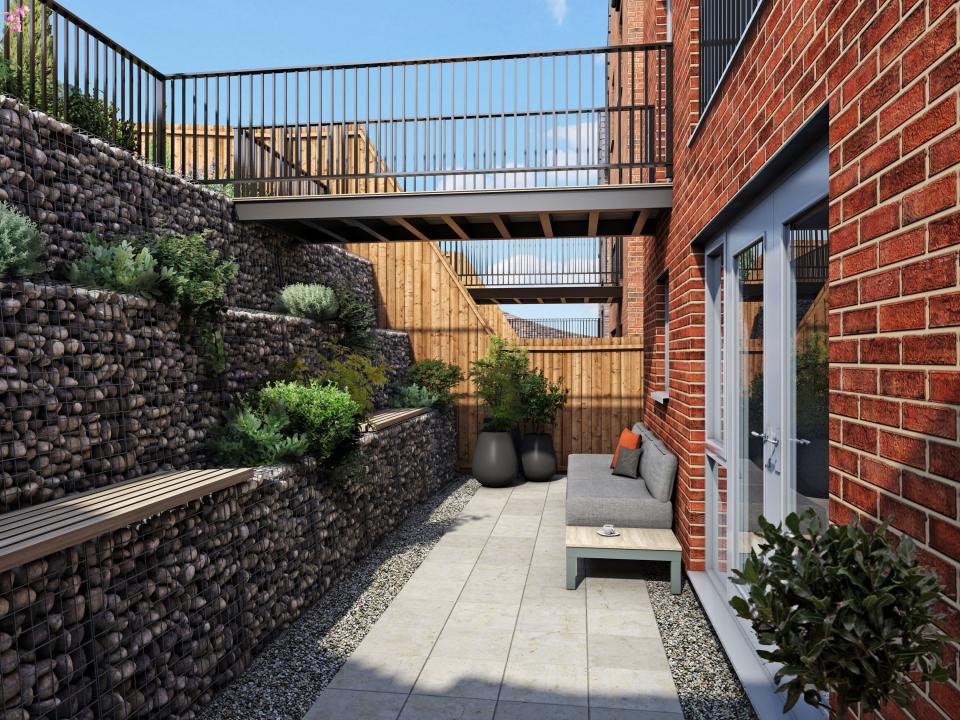 This alfresco dining space is nestled into a Pennine hillside. 