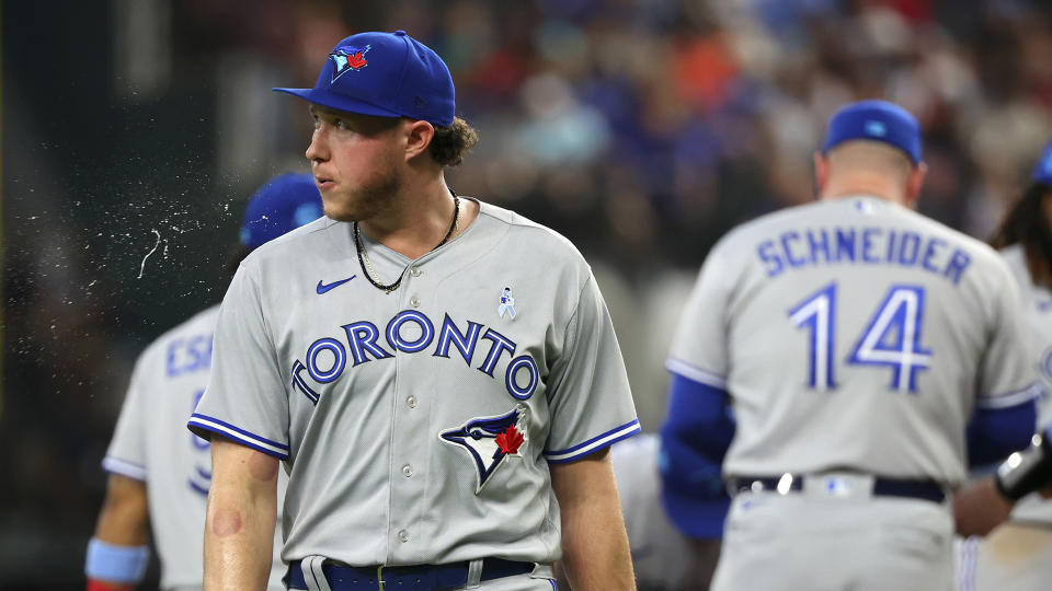 Blue Jays reliever Nate Pearson has been sent back to triple-A. (AP Photo/Richard W. Rodriguez)