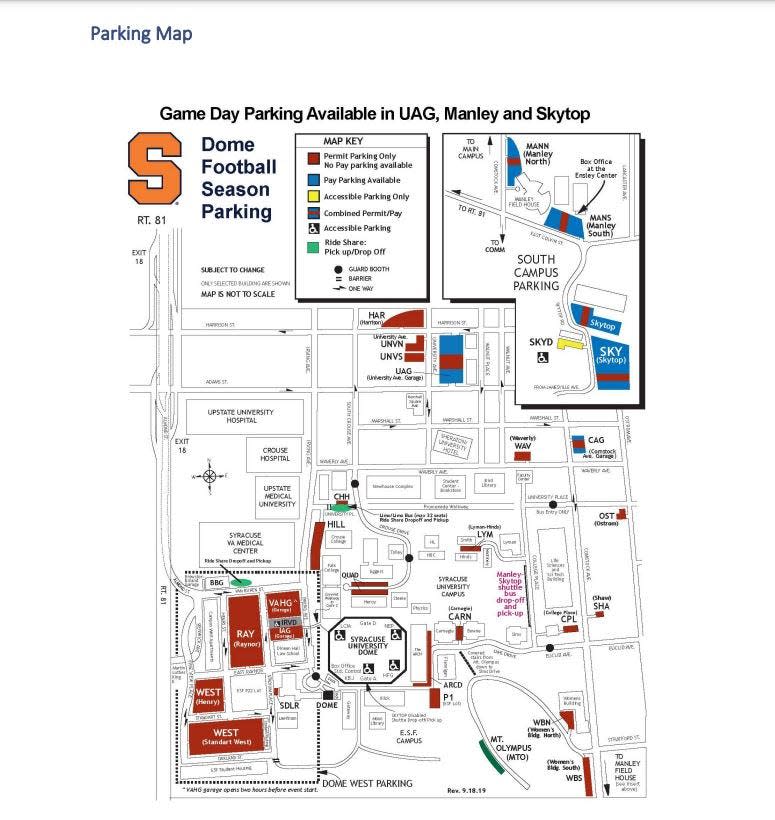 Syracuse University parking map