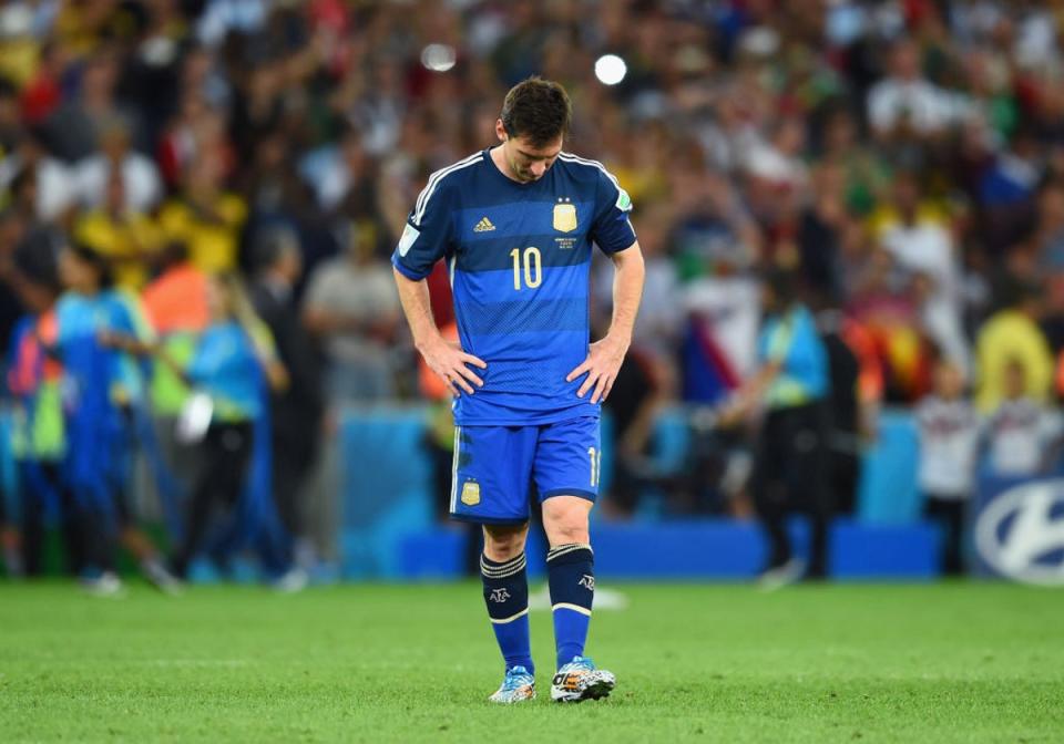 Lionel Messi reacts after the World Cup final (Getty Images)