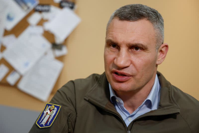 Kyiv Mayor Klitschko attends an interview with Reuters in Kyiv