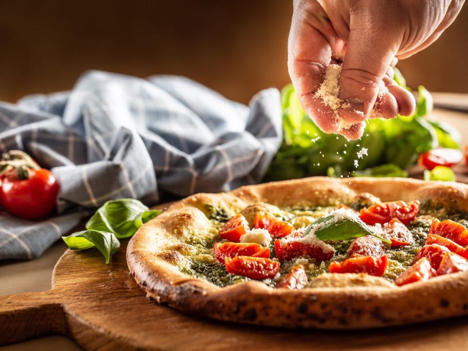 Pizza with parmesan cheese