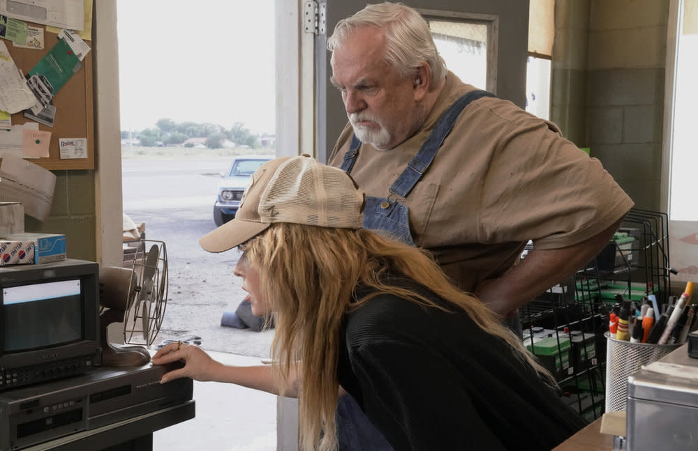 Natasha Lyonne and John Ratzenberger in Poker Face. (Photo: Evans Vestal Ward/Peacock)