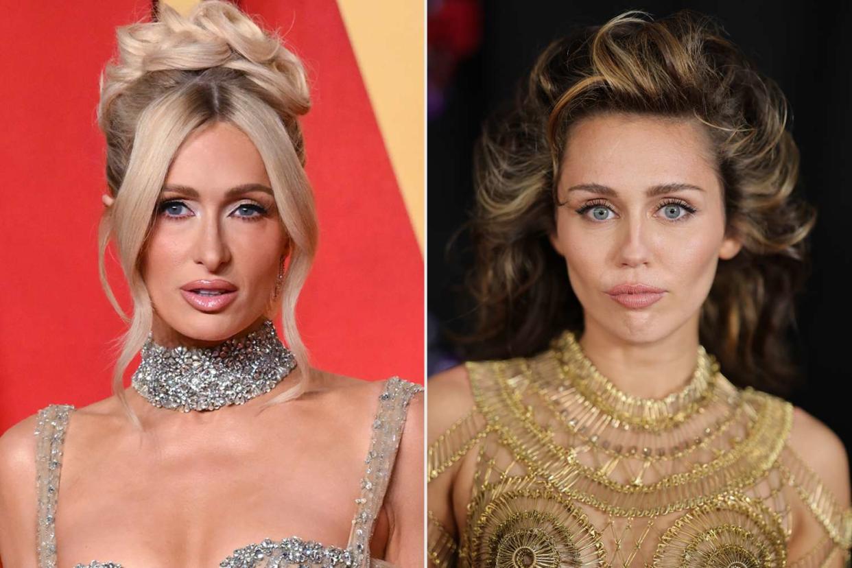 <p>Karwai Tang/WireImage; Neilson Barnard/Getty</p> Paris Hilton and Miley Cyrus