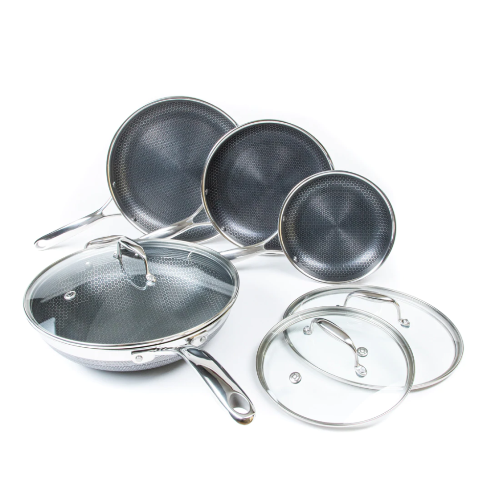 6 Pc Hexclad Hybrid Cookware Set W/Lids 