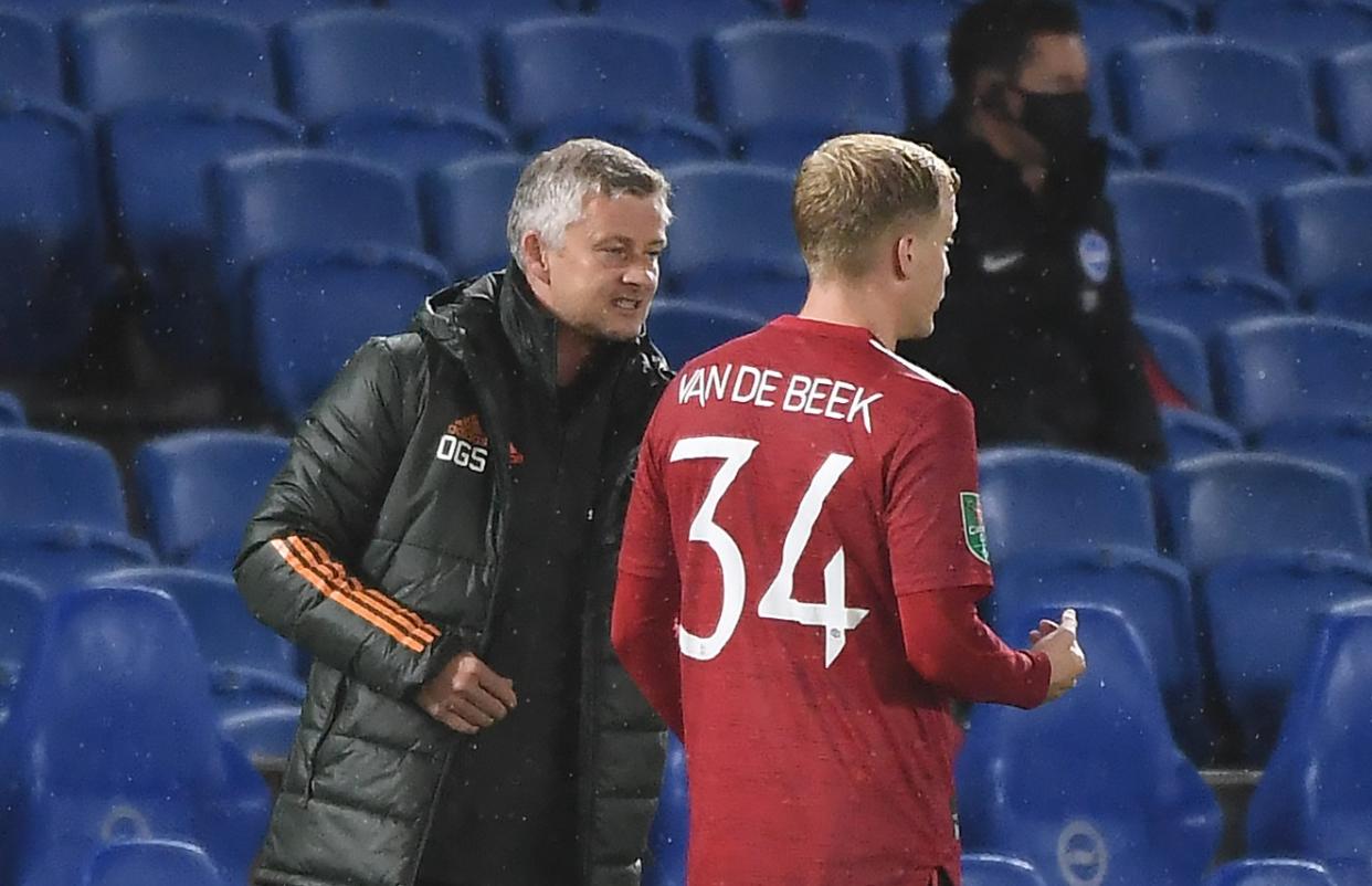 Donny Van De Beek has yet to be handed a Premier League start by Manchester United boss Ole Gunnar Solskjaer.