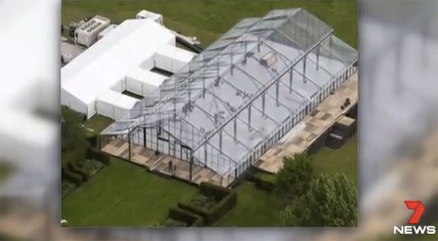 The reception will take place under an enormous glass marquee. Source: 7 News