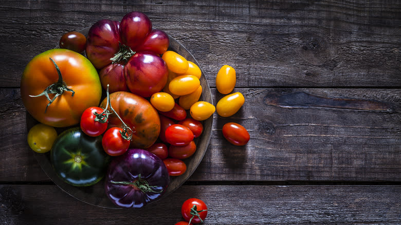 Bowl of heirloom tomatoes