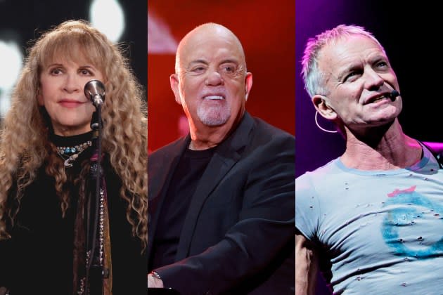 Stevie Nicks, Billy Joel, Sting - Photo credit: Kevin Mazur/WireImage for SN; Taylor Hill/Getty Images for maritime music; Sergione Infuso/Corbis via Getty Images