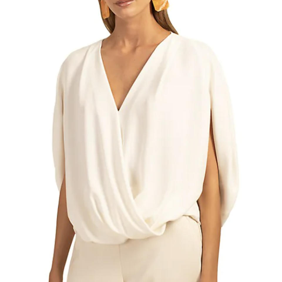 Trina Turk Deep Well Draped Chiffon Top