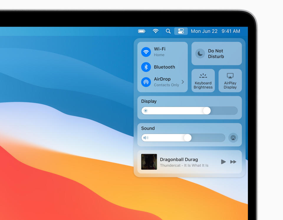 macOS Big Sur Control Center