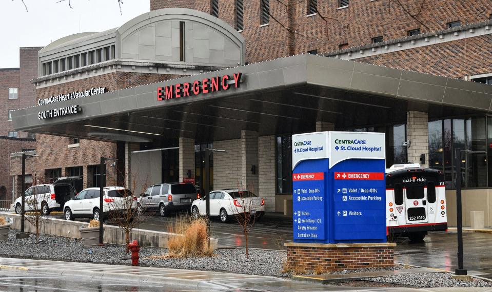 An entrance to the St. Cloud Hospital is pictured Thursday, March 12, 2020, in St. Cloud.