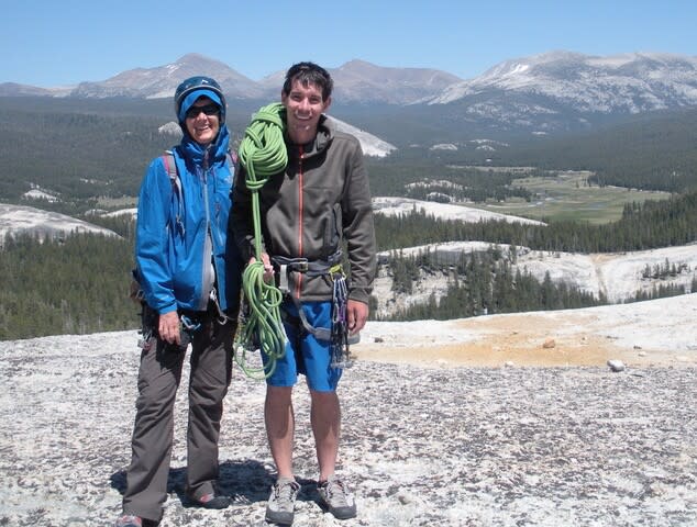 Dierdre Wolownick with her son, rock climber Alex Honnold, atop Half Dome