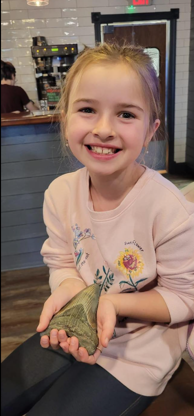 Molly Sampson, 9, was on a Christmas Day visit to Calvert Beach in Maryland, when she found a 5-inch tooth belonging to the now-extinct Otodus megalodon shark species.