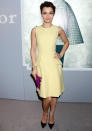 Celebrities in pastel fashion: Samantha Barks wore this lemon yellow dress at the Dior at Harrods launch in London.<br><br>© Rex