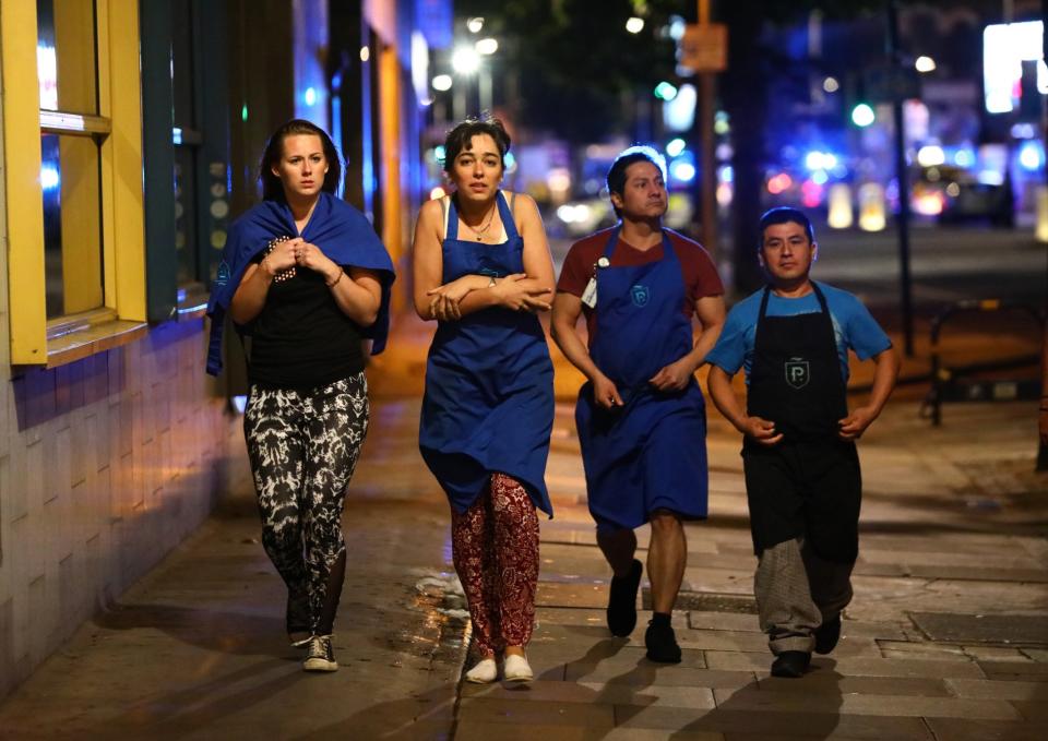 <p>People leave the area after an incident near London Bridge in London, Britain June 4, 2017 (Neil Hall/Reuters) </p>