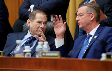 FILE PHOTO: Democratic House Judiciary Committee Chairman Jerrold Nadler (D-NY) (L) and ranking Republican member Rep. Doug Collins (R-GA) confer before a House Judiciary Committee hearing on oversight of the Justice Department on Capitol Hill in Washington, U.S., February 8, 2019. REUTERS/Jonathan Ernst/File Photo