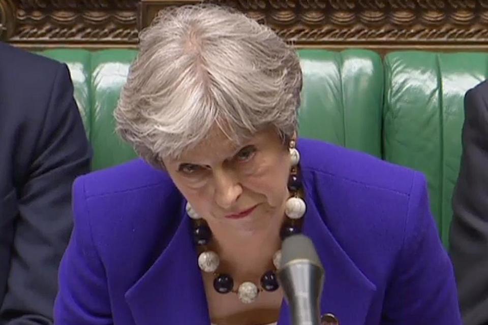 Brexit: Theresa May, pictured during PMQs today, has ruled out staying in the customs union (AFP/Getty Images)