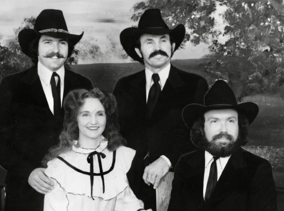 Al Dean and his All Stars of “Cotton-Eyed Joe” fame in a 1980 publicity photo: Clockwise from top left, Galen Dean, Al, Gary and Maxine.