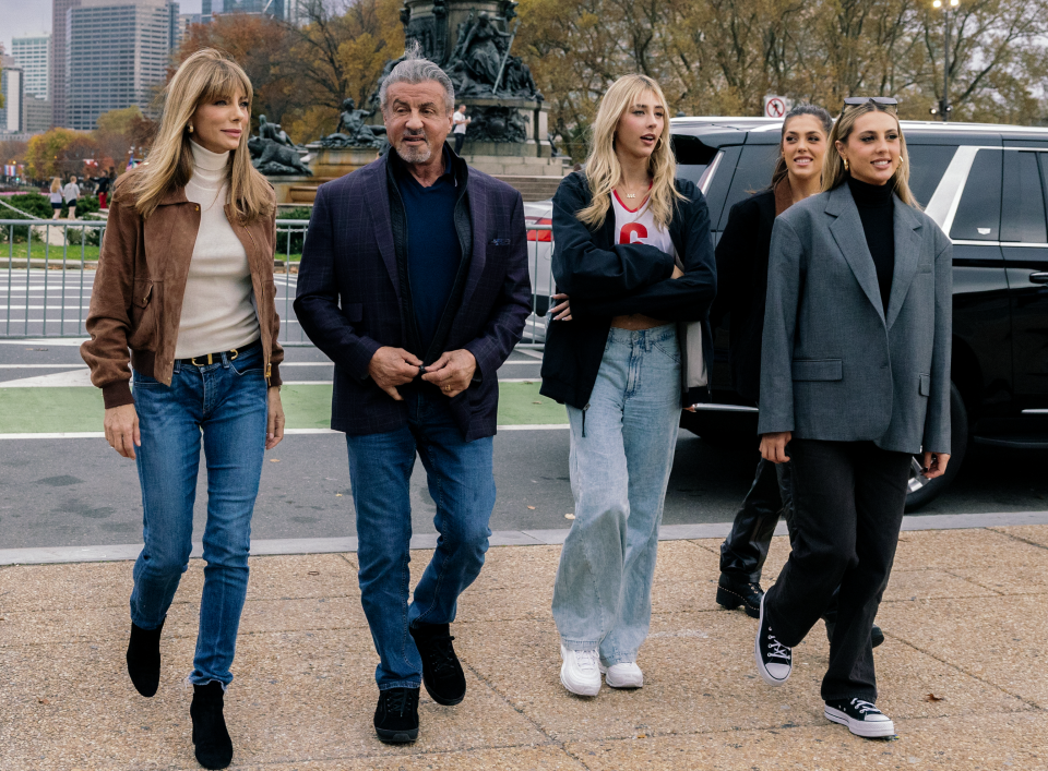 From left, Jennifer Flavin and Sylvester Stallone with daughters Scarlet, Sistine and Sophia.