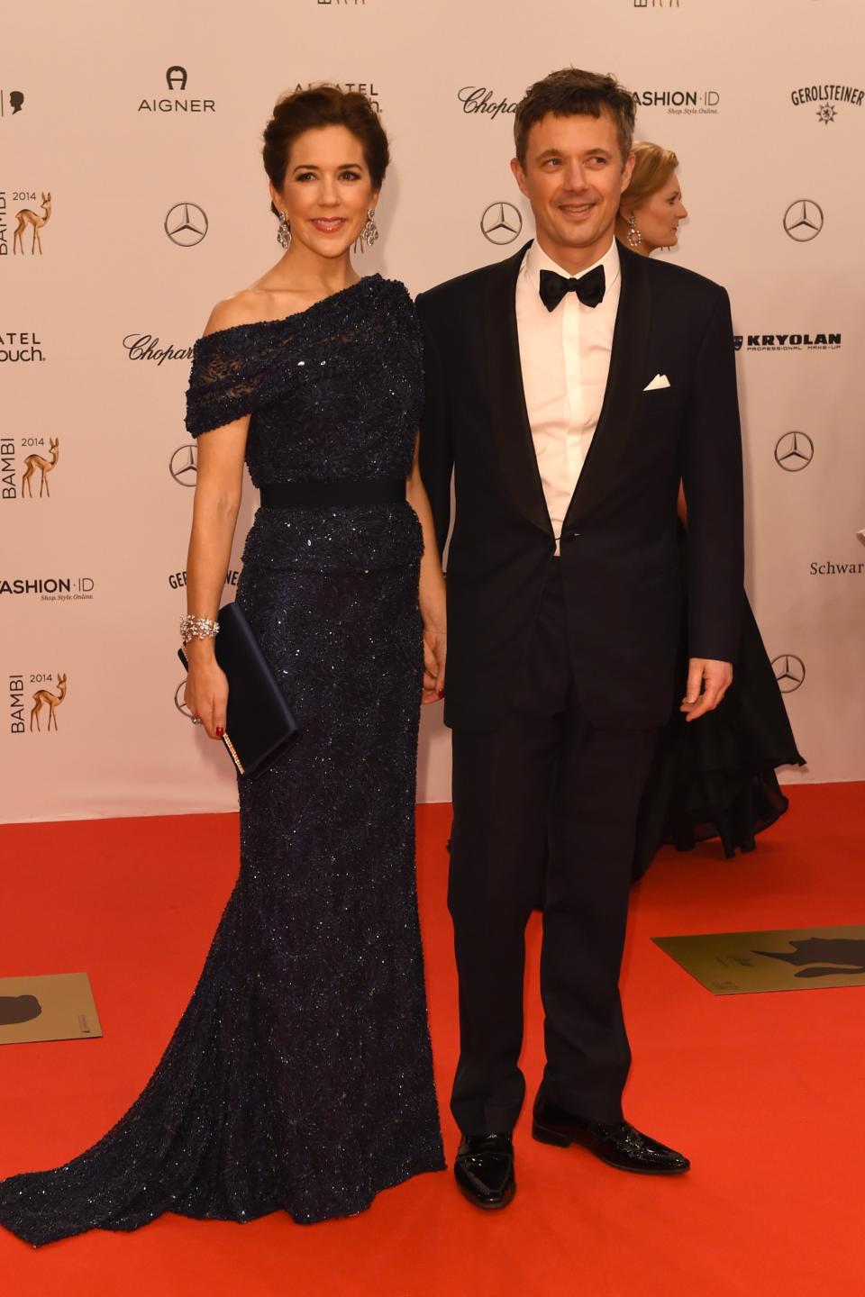 BERLIN, GERMANY - NOVEMBER 13: Crown Princess Mary and Crown Prince Frederik arrive at the Bambi Awards 2014 on November 13, 2014 in Berlin, Germany. (Photo by Matthias Nareyek/Getty Images)