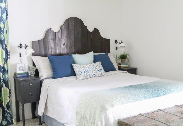 diy headboards with a homecraft wood frame behind a bed