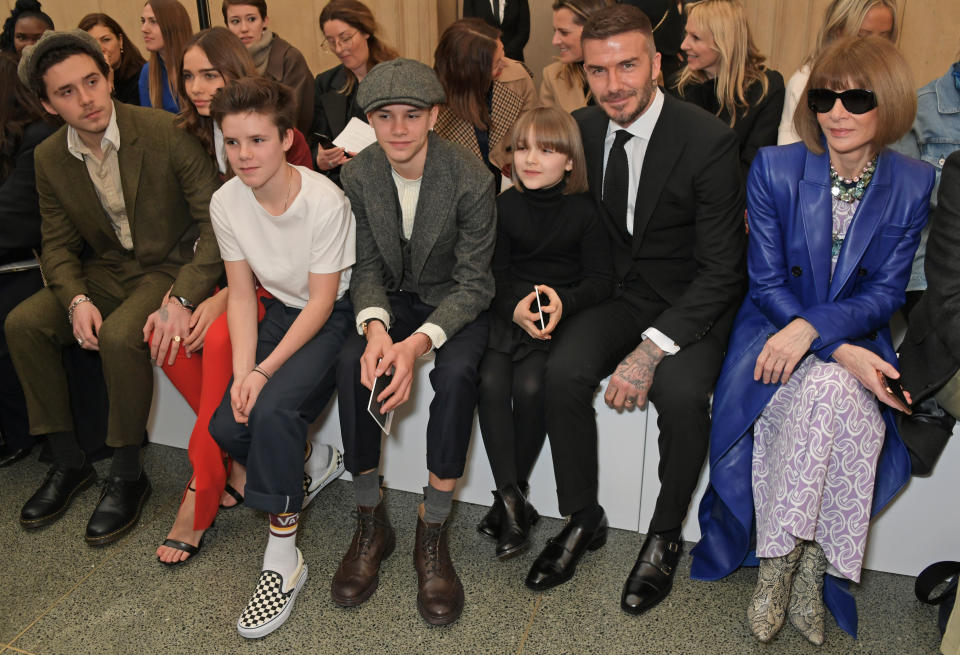 The whole Beckham family were there to support mum Victoria. Source: Getty