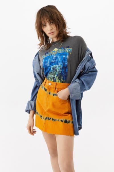 <p><strong>BDG</strong></p><p>urbanoutfitters.com</p><p><strong>$54.00</strong></p><p><a href="https://go.redirectingat.com?id=74968X1596630&url=https%3A%2F%2Fwww.urbanoutfitters.com%2Fshop%2Fbdg-austin-tie-dye-mini-skirt&sref=https%3A%2F%2Fwww.goodhousekeeping.com%2Fbeauty%2Ffashion%2Fg32729955%2Fjean-skirt-outfits%2F" rel="nofollow noopener" target="_blank" data-ylk="slk:Shop Now;elm:context_link;itc:0;sec:content-canvas" class="link ">Shop Now</a></p><p>Let your inner rock star shine in an orange and black tie-dye mini skirt. Bust out any concert tee to complete your ensemble.</p>