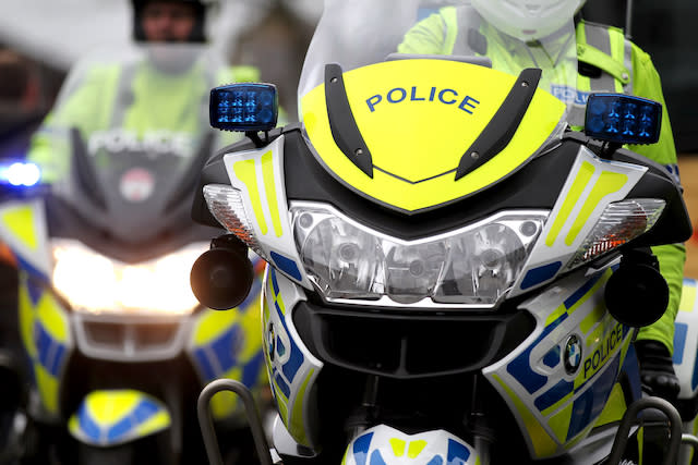 Motorcycle Police on vehicles outside the ground before the game