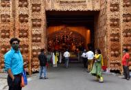 First day of Durga Puja festival in Kolkata