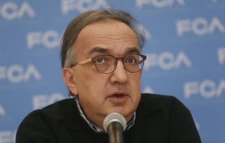 Sergio Marchionne, CEO of Fiat Chrysler, speaks at the North American International Auto Show in Detroit, Michigan January 11, 2016. REUTERS/Rebecca Cook